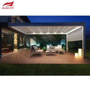 Wholesale Outdoor Motorized Aluminum Pergola Gazebo With RGB Light Sliding Glass Door from china suppliers