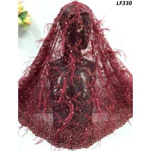 Wholesale Handmade Beaded Lace Trim Luxury Feather Embroidery Lace Fabric for Evening Gowns from china suppliers