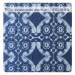 Beautiful Deep Blue Geometric Cotton Nylon Stretch Lace Fabric / Lace Curtain