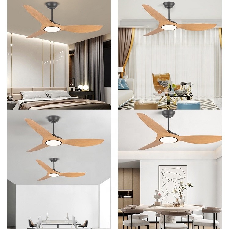Moden Wooden HCA087 Solid Wood Led Chandelier Remote Control Ceiling Fan