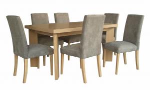 China Nordic Style Ash Wood Veneer Uphostery Hotel Dining Table With Six Chair on sale