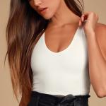 Stretchy Workout Padded Vest Deep V Shape Athleta Running Tops