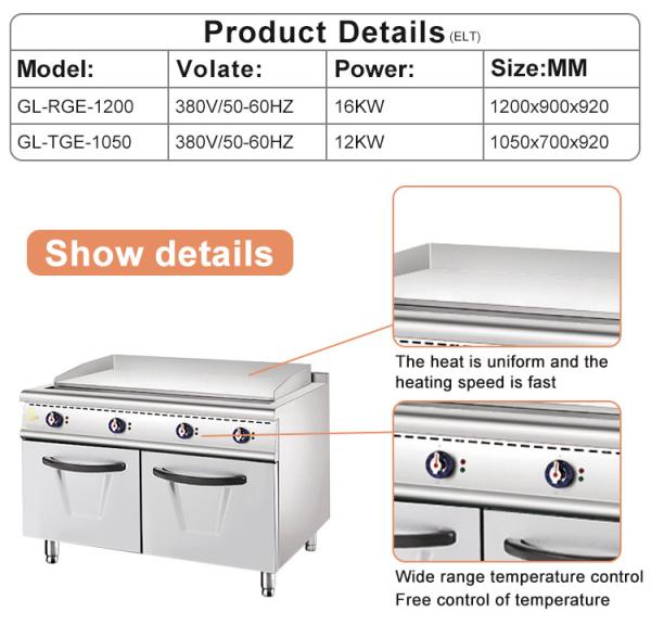 Stainless Steel Gas Restaurant Cooking Equipment 1200 Model GL-RG-1200 Power 18