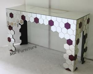 China Mirrored Living Room Console Table , Purple Silver Mirrored Entry Table on sale