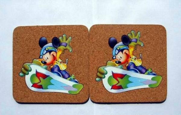 Thermal Transfer Printing logo, Nature Cork Coaster with silkscreen logo, good