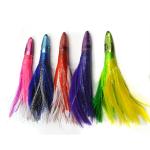 Resin head soft octopus skirt With feather bait tuna sea trolling fishing lure 6
