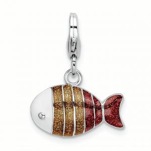 China 925 Sterling Silver Lobster Clasp Enameled Fish Charm Necklace Pendant Sea Life Fine Jewelry For Women Gifts For Her on sale