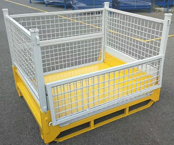 Collapsible Rigid Wire Container with Dual Drop Gate Stackable 3 High 
