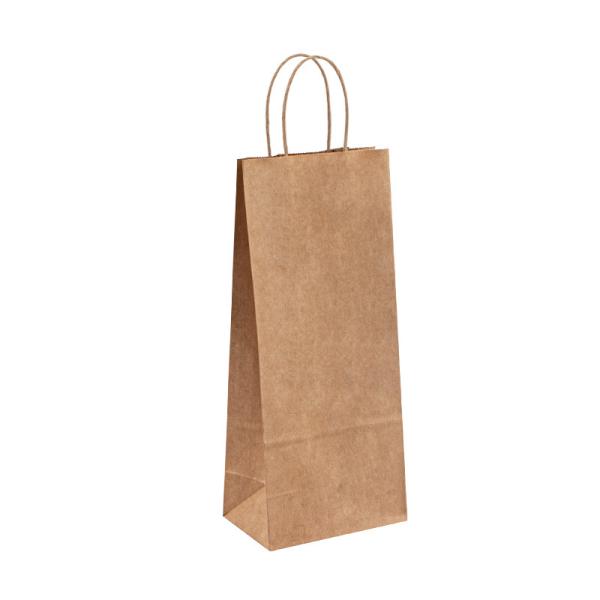 Custom Print Logo Eco Friendly Kraft Gift Bags Black 2 Bottle Wine Paper Bag