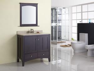 Wholesale Square Modern Bathroom Sink Vanity / Rectangle Sink Vanity Contemporary Dark Brown from china suppliers