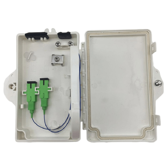 2Port Fiber Optic Terminal Box FTTH Outdoor/Indoor PC ABS Material Light Gray