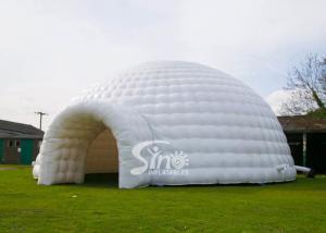Wholesale 50 people 10 mts white giant inflatable igloo dome tent with entrance tunnel made of shining pvc tarpaulin from china suppliers