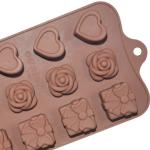 Silicone Custom Chocolate Molds Rose Heart Shaped For Candy Cake