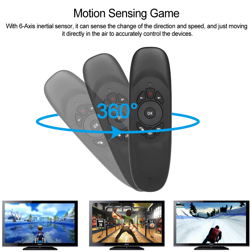 6 axes Gyroscope C120 2.4G Air Mouse Rechargeable Wireless Keyboard Remote Control for Android TV Box Computer English Version(6)