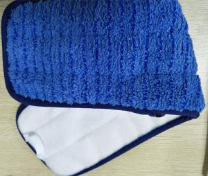 Wholesale Microfiber 13*47cm Scrubber Rigid Wire Blue Piping Coral Fleece Wet Mop Pads from china suppliers