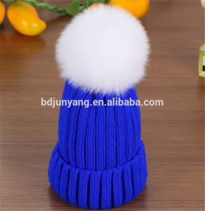 China women knit hat with fur poms on sale