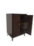 Brass metal base 5-star American hotel Custom made 2-door walnut tall cabinet