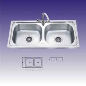 China Polished Stainless Steel Sinks For Kitchen , Double Bowl With Draining on sale