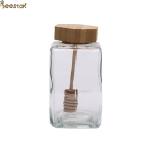 380ML Clear Glass Honey Jar And Spoon Jam Sauce Jar Storage Bottles & Jars