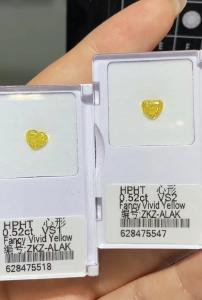Wholesale 0.52ct Lab Created Yellow Diamonds Heart Shape Fancy Vivid Yellow IGI Certified Earing Stud from china suppliers