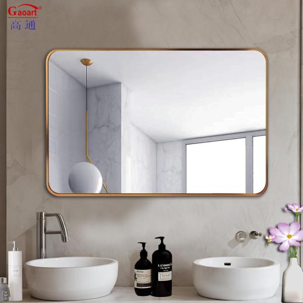 Home Wineshop Bathroom Wall Mirror with Modern Black Frame and Hanging Glass