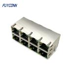 Phosphor Bronze 2x4 8 Ports 64 Pin Female PCB RJ45 Jack Connector