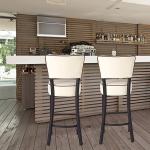 Upholstered Padded Bar Stools With Backs With Steel Legs 29 Inch Pu Leather