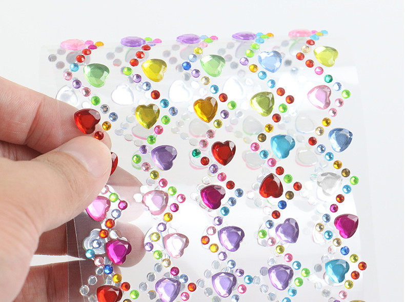 3D Acrylic Self Adhesive Diamond gem drill stickers Rhinestone Sheet for kids diy and Decal Mobile Scrapbooking OEM