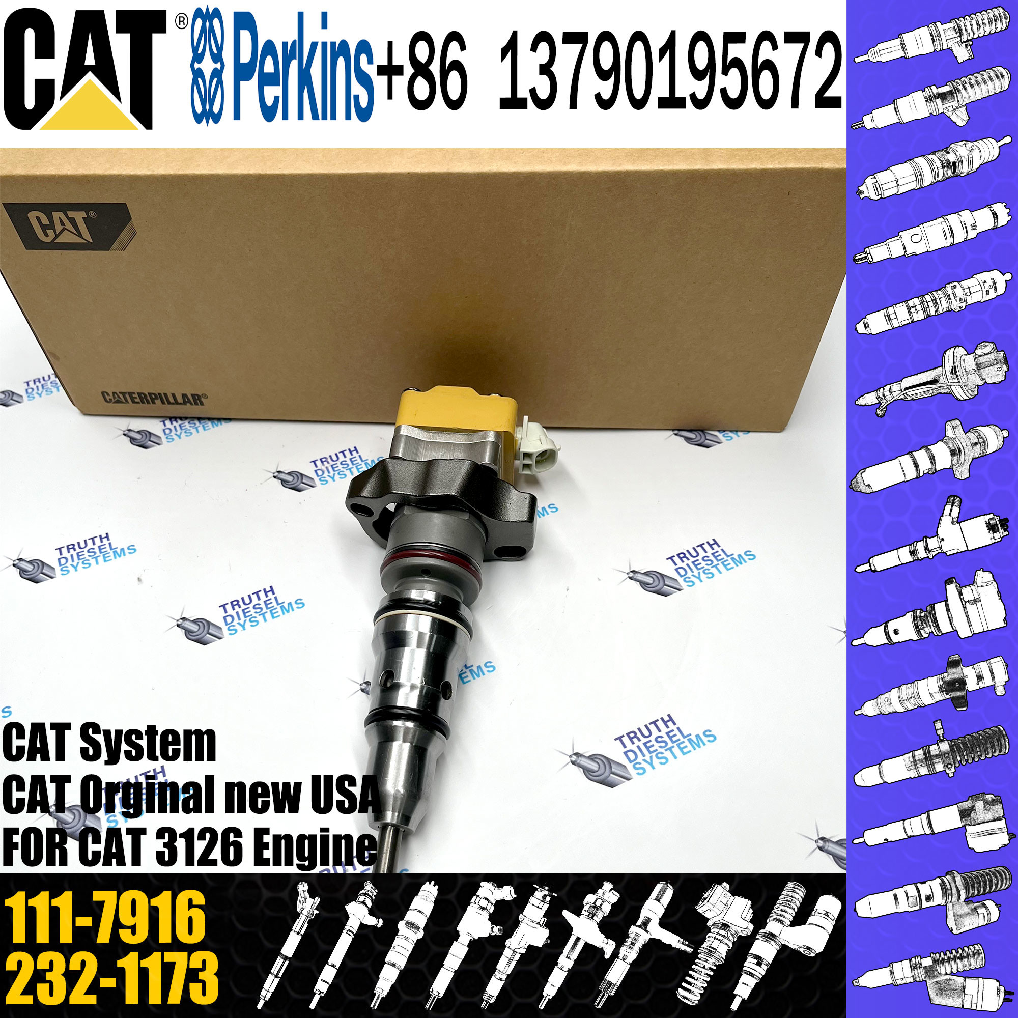 C-A-T common rail injector 177-4753 138-8756 111-7916 174-7526 for 3126 diesel engine injector assembly