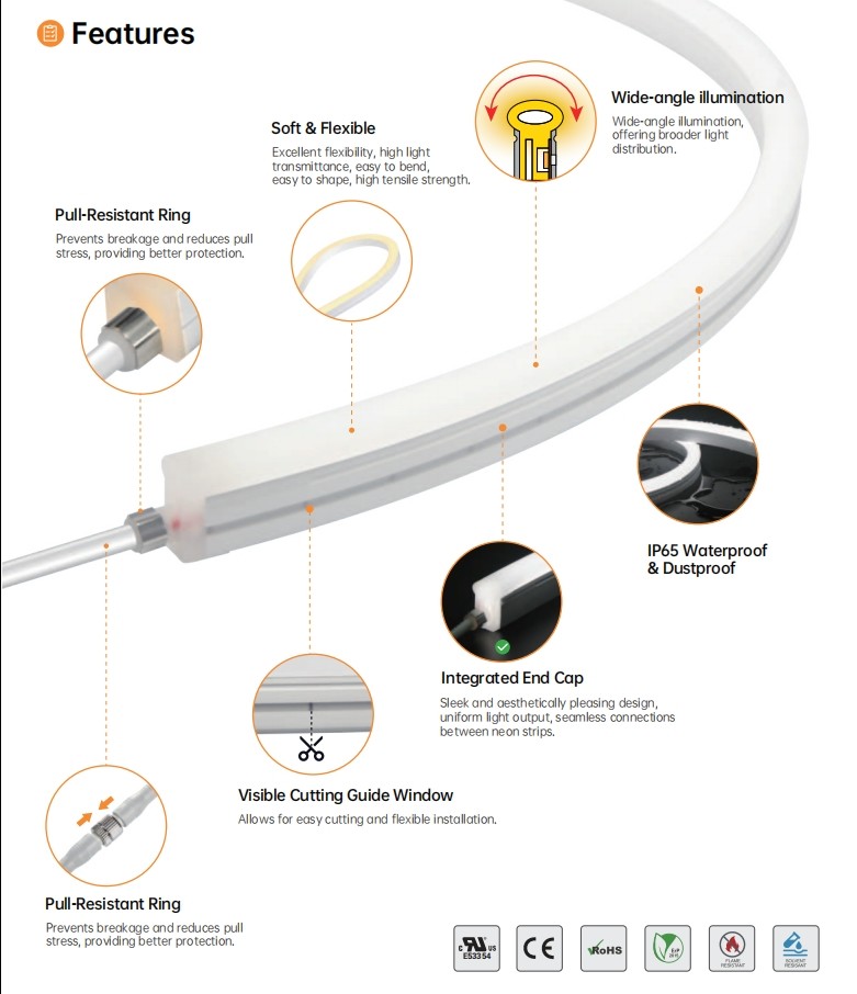 Custom Side Bend LED Strip With Wide Angle Illumination IP65 Waterproof Dustproof Flex Led Strips