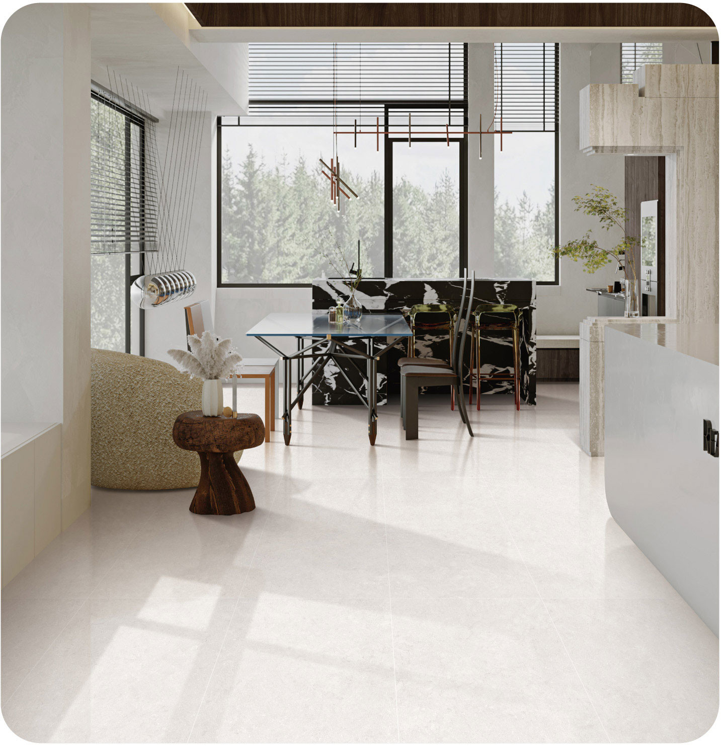 Beige 48"X24" Indoor Wall Non-Slip tiles and durable Baby Face Glazed Porcelain Tile for Apartment Design