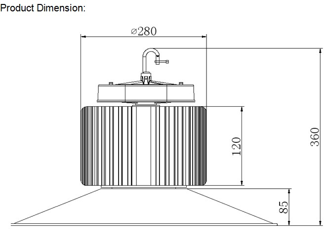 UL listed industrial factory 200w led high bay lighting