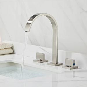 Wholesale All Copper Square Waterfall Basin Tap Bath Faucet Washbasin Cool Hot Double Handle from china suppliers