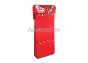 China Red Cardboard Floor Standing Display Units 12 Pegs For Mens Socks on sale