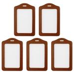 Leather ID Card Holder Vertical Work Permit Name Credit Card Case High