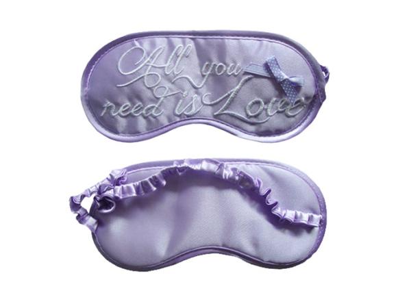 Decorative Purple Sleep Blindfold Eye Shade Embroidery Logo With Lovely Design