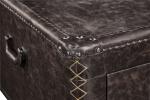 Dark Brown Leather Covered Coffee Table , Coffee Table Chest With Drawers