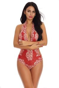 Wholesale Luxury Deep V Sexy Bodysuit Lingerie Adult Flower Embroidery Lace Stitching Jumpsuit from china suppliers