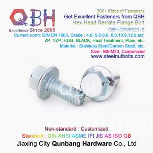 Wholesale QBH DIN6921 M5-M20 Blue White Zinc Plated / Black / Plain Carbon / Stainless Steel Serrated Flange Self-Locking Bolt from china suppliers