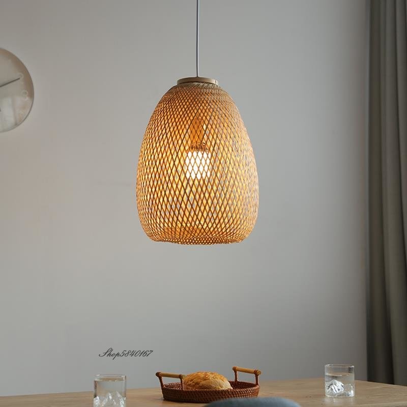 Vintage Bamboo Lamp Dining Room Lighting Simple Pendant Lights for Restaurant Decoration rattan lamp(Wh-WP-64)