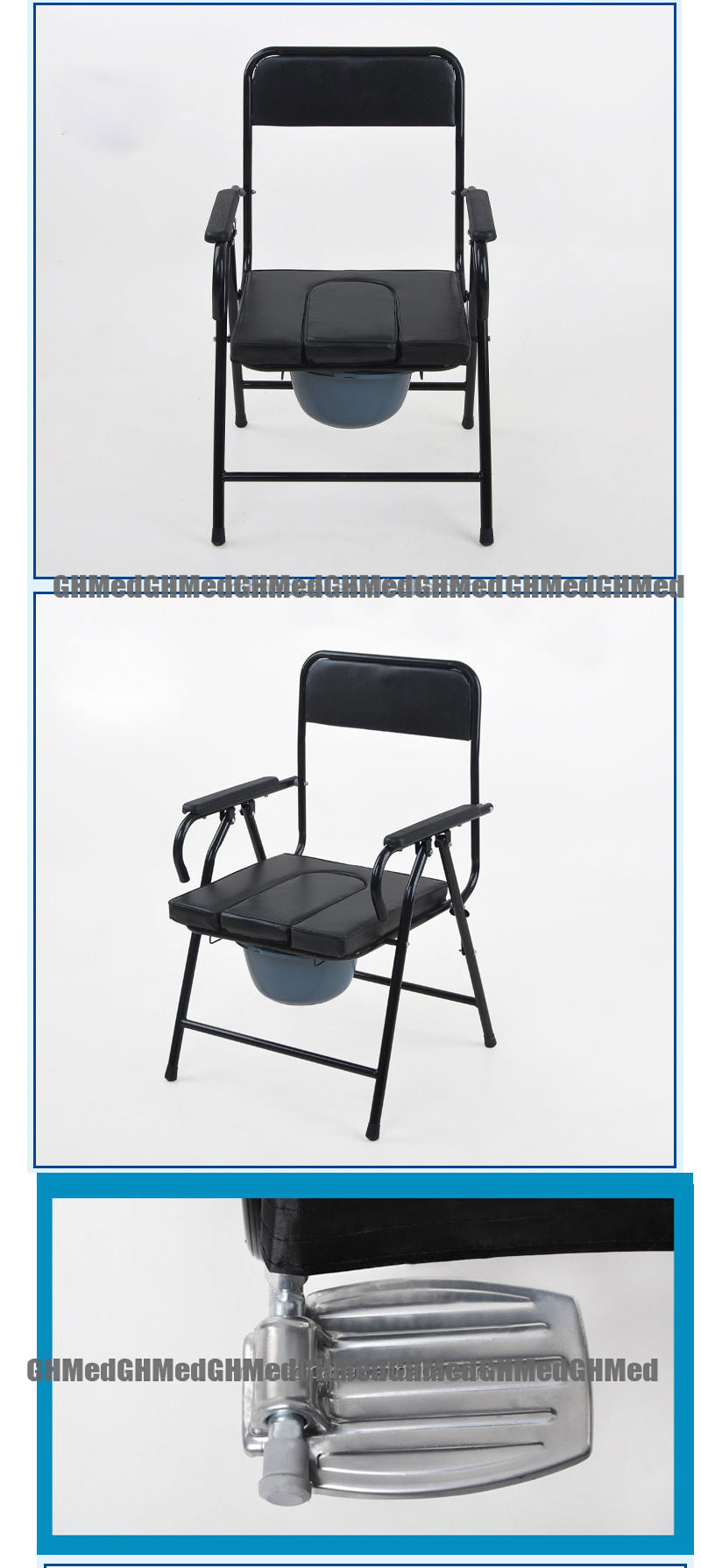 Aluminum Alloy Medical Transport Wheelchair Folding Shower Toilet Wheelchair For Disabled