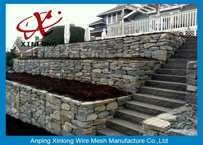 Hot Dipped Galvanized Gabion Wire Mesh 2 x 1 x 1m / Welded Gabion Box