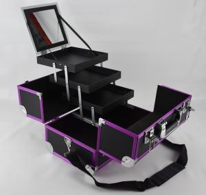 China Purple Aluminum Anodize Cosmetic Case Protable Make Up Box on sale