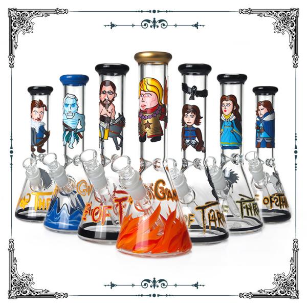 10 Inches New Glass Art Bong Beaker Bottom Hand Drawn Glass Smoking Pipe Mix