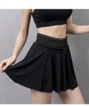 Moisture Wicking Black Workout Skirt Running Skirt Shorts With Phone Pocket 210g