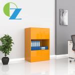 2 Door Steel Office Cupboard White Satin 3 Tier Cabinet Middle Open Shelf