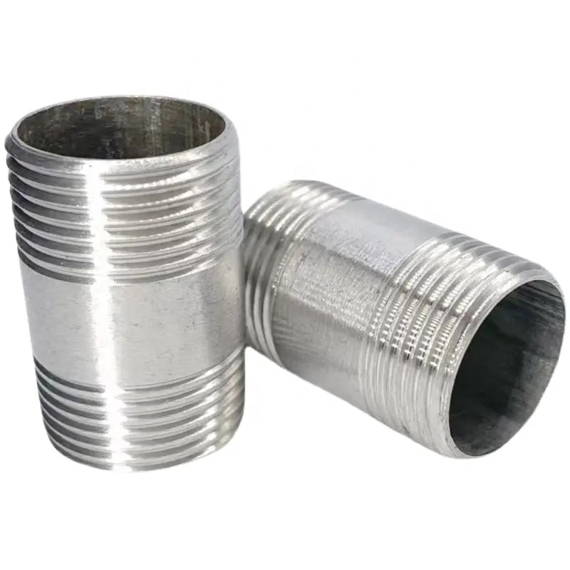 201 304 Stainless Steel Double Head External Thread Pipe Nipple for Customized Support