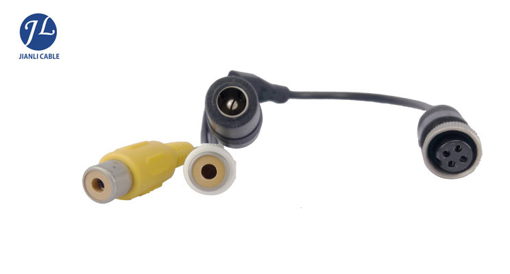 Bus Camera Monitor Aviation Cable Av Dc Din GX 12 4 Pin Jack With Cable
