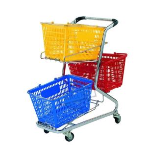 Wholesale Three Baskets Factory Wholesale Cheap Price Market Shopping Double Layers Hand Basket Trolley Cart Customized from china suppliers