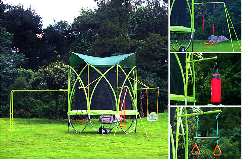 Kids Like Muliti-function Outdoor Fitness Trampoline with Swing and Crawling Ladder